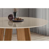 Mesa P- Cozinha Lins Sc130 C- Tampo Madeirado C- Vidro Redondo 140x140cm Nature-off White - Henn - 3