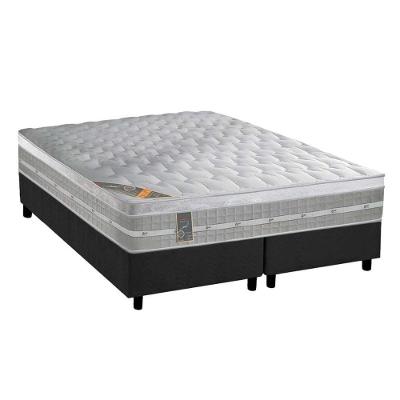 Cama Box King: Colchão Molas Pocket Ensacadas Castor Premium Gel + Base Crc Suede Gray (193x203)