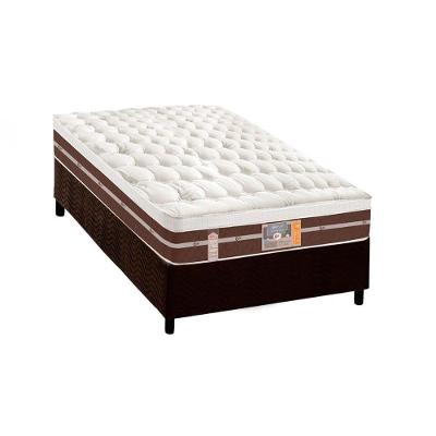 Cama Box Solteiro: Colchão Molas Pocket Ensacadas Castor Silver Star Air Híbrido + Base Crc Suede Brown (88x188)