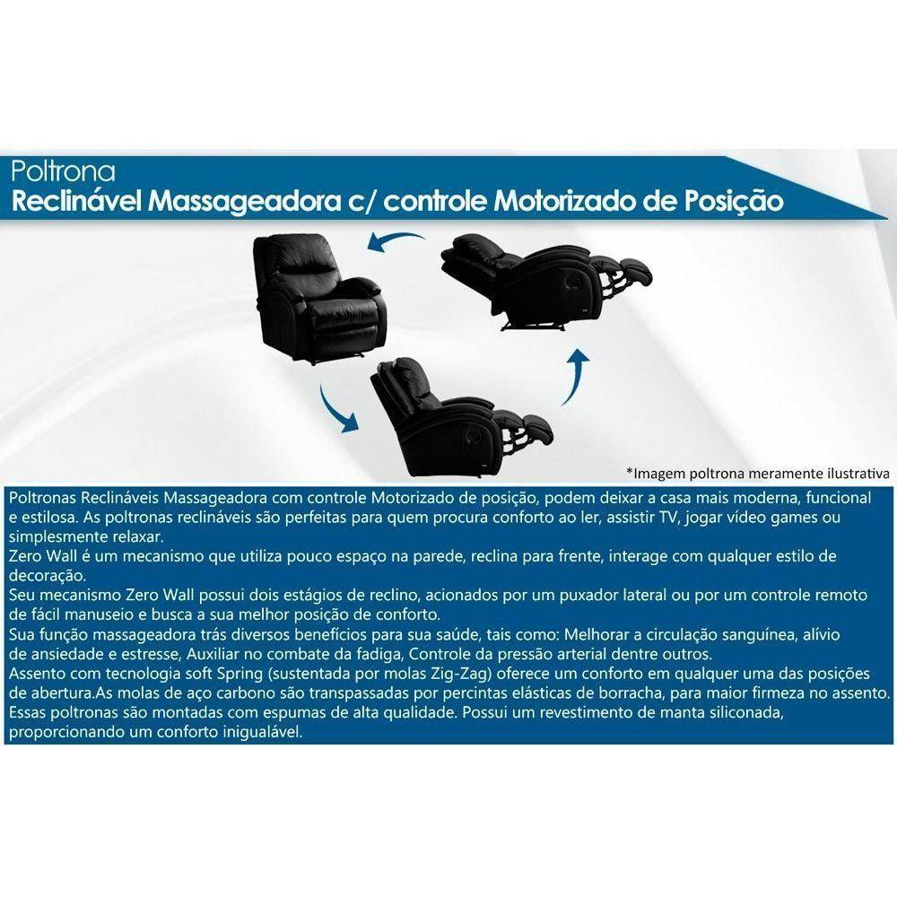 Poltrona Reclinável C- Massagem P- Sala Motorizada Vibro Divino Urbany Zero Wall Giro E Balanço Courano Marrom - Probel - 5