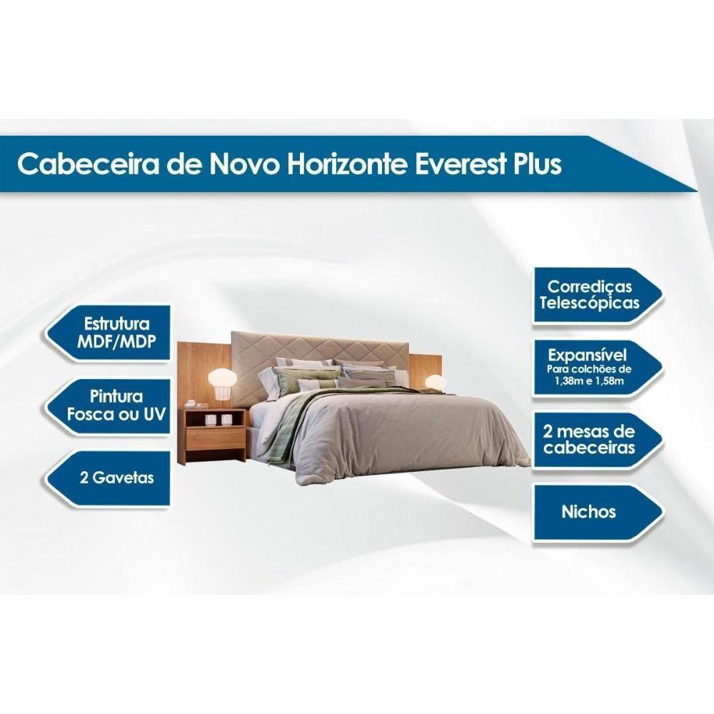 Painel Cama Box Madeirado Casal Everest Plus C- 2 Mesas E 2 Gavetas Cumaru-fendi 25 - Novo Horizonte - 4