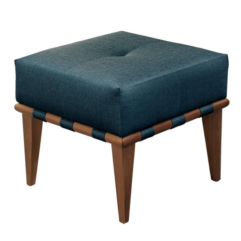 Conjunto - 2 Puffs Banqueta Noé Luxo Castellar Móbile Linho Azul - 4