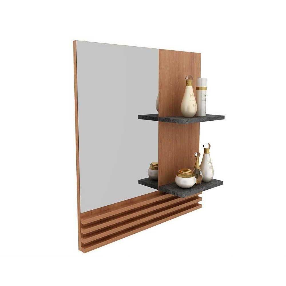 Armário C- Balcão Banheiro Suspenso Bn3601 S- Cuba 80cm E Espelho Bn3614 60cm Amendoa-marmore Branco - Tecno Mobili - 2