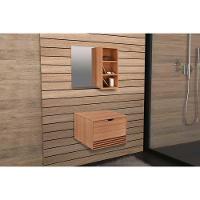 Armário C- Balcão Banheiro Suspenso Bn3613 S- Cuba 60cm E Espelho Bn3609 Amêndoa - Tecno Mobili - 1