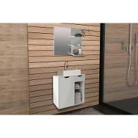 Armário C- Balcão Banheiro Suspenso Bn3605 Cuba Bn3600 60cm E Espelho Bn3608 Branco - Tecno Mobili - 1
