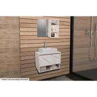 Armário C- Balcão Banheiro Suspenso Bn3606 S- Cuba 60cm E Espelho Bn3609 Mármore Branco - Tecno Mobili - 1