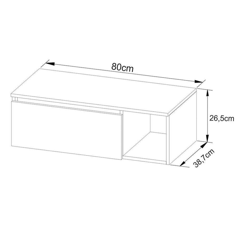 Armário C- Balcão Banheiro Suspenso Bn3601 S- Cuba 80cm E Espelho Bn3609 Amêndoa - Tecno Mobili - 6