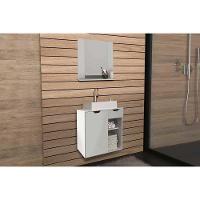 Armário C- Balcão Banheiro Suspenso Bn3605 Cuba 60cm Bn3600 E Espelho Bn3610 Branco - Tecno Mobili - 1