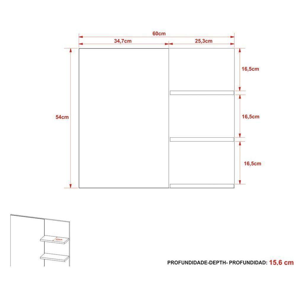 Armário C- Balcão Banheiro Suspenso Bn3601 S- Cuba 80cm E Espelho Bn3608 Mármore Branco - Tecno Mobili - 9