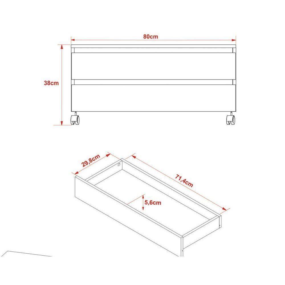 Armário C- Balcão Banheiro Rodizios Bn3603 S- Cuba 80cm E Espelho Bn3609 Branco - Tecno Mobili - 2
