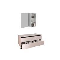 Armário C- Balcão Banheiro Rodizios Bn3603 S- Cuba 80cm E Espelho Bn3609 Branco - Tecno Mobili - 1