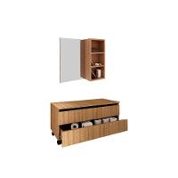 Armário C- Balcão Banheiro Rodizios Bn3603 S- Cuba 80cm E Espelho Bn3609 Amêndoa - Tecno Mobili - 1