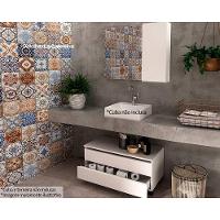 Armário C- Balcão Banheiro Rodizios Bn3603 S- Cuba 80cm E Espelho Bn3602 Branco - Tecno Mobili - 1