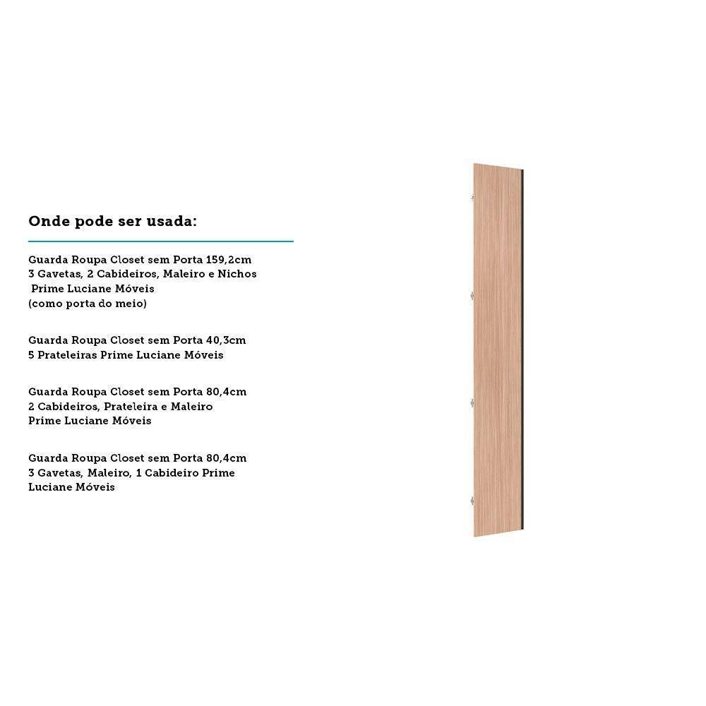 Porta Para Closet Individual 40cm Com Puxador Perfil Inox Luciane Móveis Cumaru - 3