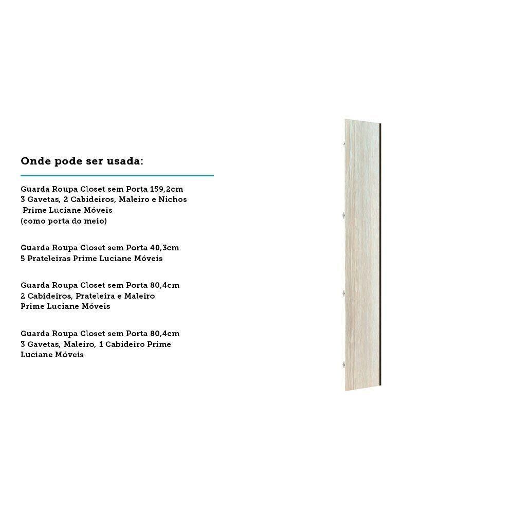Porta Para Closet Individual 40cm Com Puxador Perfil Inox Luciane Móveis Legno Crema - 3