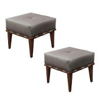 Conjunto - 2 Puffs Banqueta Noé Luxo Castellar Móbile Linho Cappuccino - 1