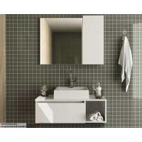 Armário C- Balcão Banheiro Suspenso Bn3601 Cuba Bn3600 80cm E Espelho Bn3602 Branco - Tecno Mobili - 1