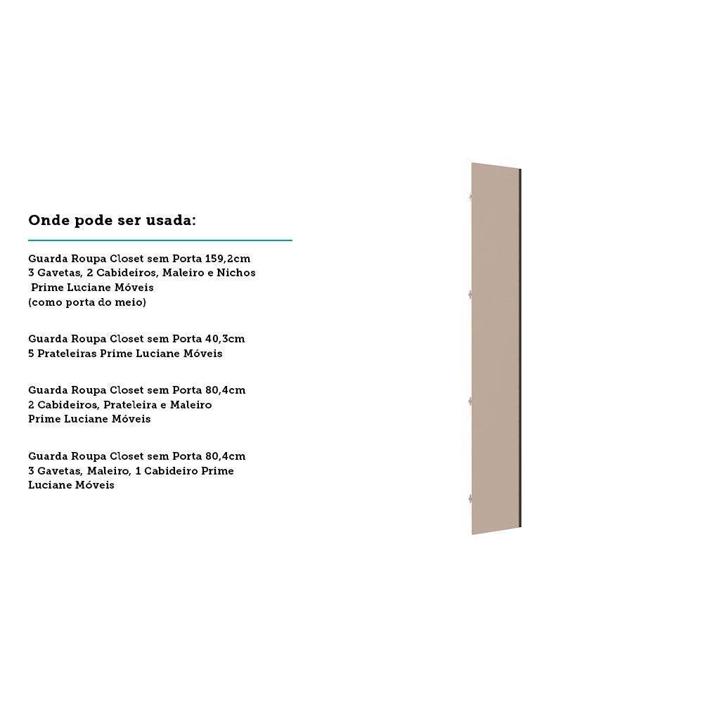 Porta Para Closet Individual 40cm Com Puxador Perfil Inox Luciane Móveis Connect - 6