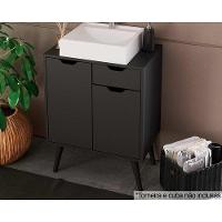 Balcão P- Banheiro C- Pés Bn3637 S- Cuba C- 2 Portas E 1 Gaveta 60cm Preto - Tecno Mobili - 1