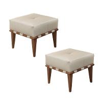 Conjunto - 2 Puffs Banqueta Noé Luxo Castellar Móbile Linho Bege Claro - 1