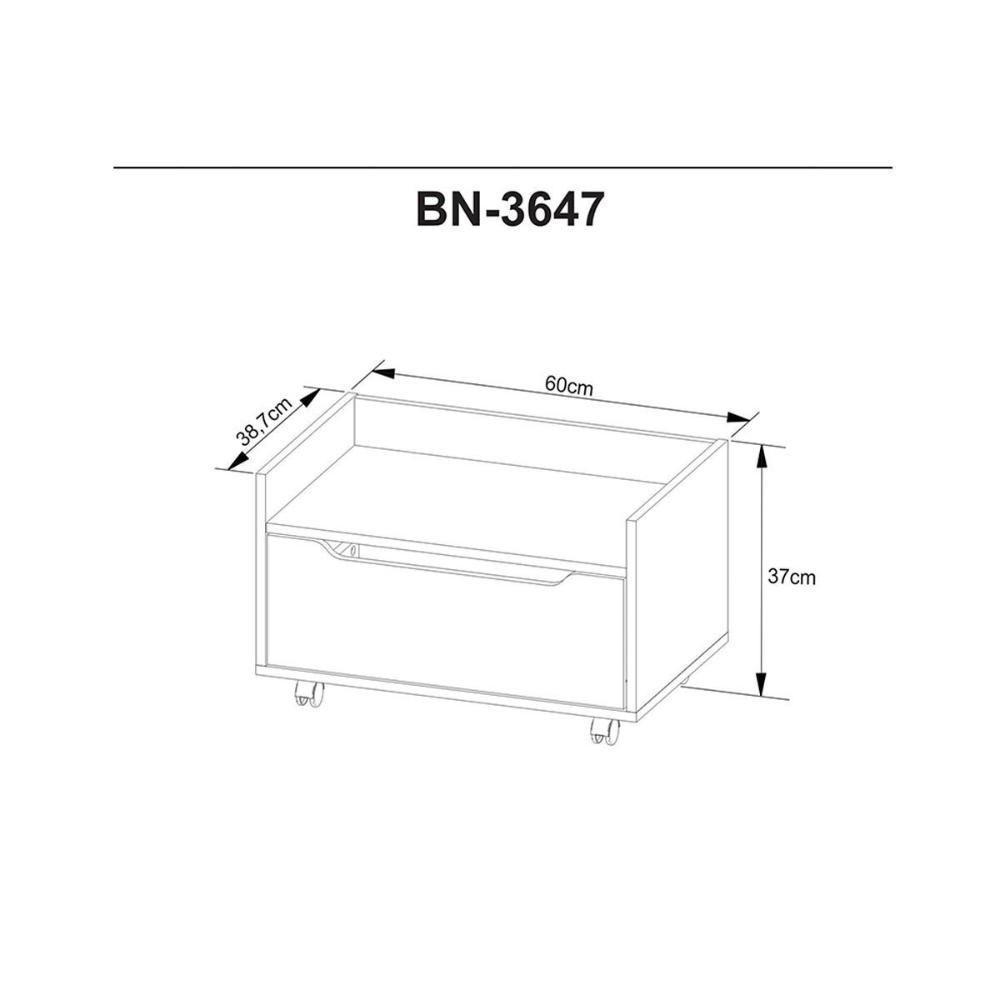 Armário C- Balcão Banheiro Suspenso Bn3646 E C- Rodízios Bn3647 60cm E Espelho Bn3648 60cm Amêndoa-branco - Tecno Mobili - 6