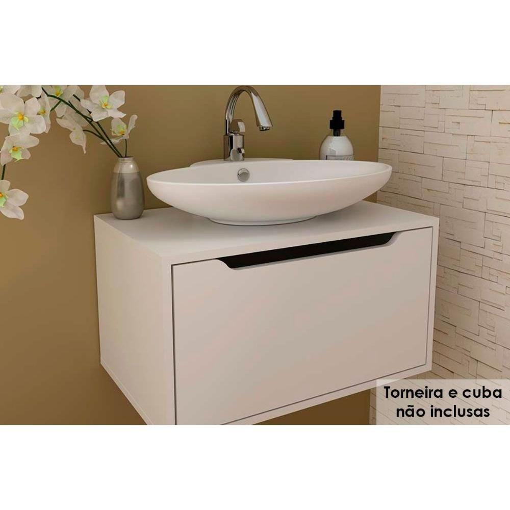 Armário C- Balcão Banheiro Suspenso Bn3646 E C- Rodízios Bn3647 60cm E Espelho Bn3648 60cm Amêndoa-branco - Tecno Mobili - 8