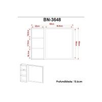 Armário C- Balcão Banheiro Suspenso Bn3646 E C- Rodízios Bn3647 60cm E Espelho Bn3648 60cm Amêndoa-branco - Tecno Mobili - 3