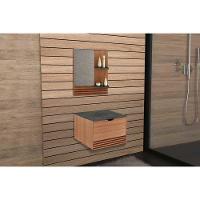 Armário C- Balcão Banheiro Suspenso Bn3613 S- Cuba 60cm E Espelho Bn3614 Amendoa-marmore Lunar - Tecno Mobili - 1