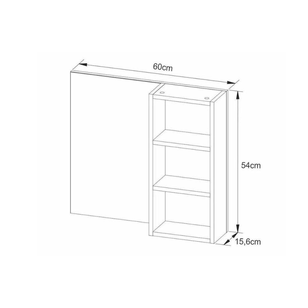 Armário C- Balcão Banheiro Suspenso Bn3613 S- Cuba 60cm E Espelho Bn3609 Amêndoa-branco - Tecno Mobili - 2
