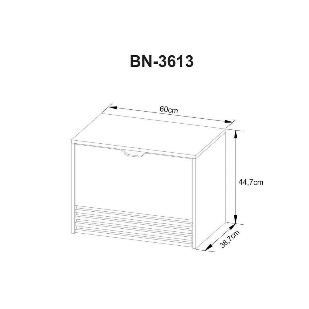 Armário C- Balcão Banheiro Suspenso Bn3613 S- Cuba 60cm E Espelho Bn3609 Amêndoa-branco - Tecno Mobili - 3