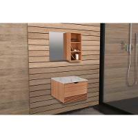 Armário C- Balcão Banheiro Suspenso Bn3613 S- Cuba 60cm E Espelho Bn3609 Amêndoa-branco - Tecno Mobili - 1