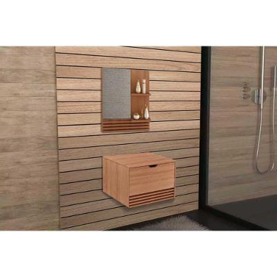 Armário C- Balcão Banheiro Suspenso Bn3613 S- Cuba 60cm E Espelho Bn3614 Amêndoa - Tecno Mobili