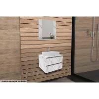 Armário C- Balcão Banheiro Suspenso Bn3607 Cuba Bn3600 60cm E Espelho Bn3610 Mármore Branco - Tecno Mobili - 1