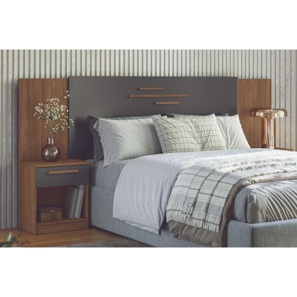 Cabeceira Cama Box Madeirado Casal-queen Loanda C- 2 Mesas E 2 Gavetas Jatobá-grafite - Santos Andirá - 1