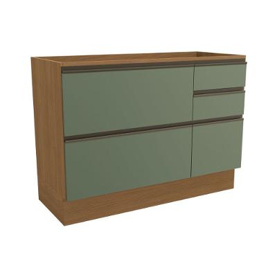 Balcão De Cozinha Maxxi G746 C- 1 Porta E 4 Gavetas S-tampo 120cm Canela-verde - Kappesberg
