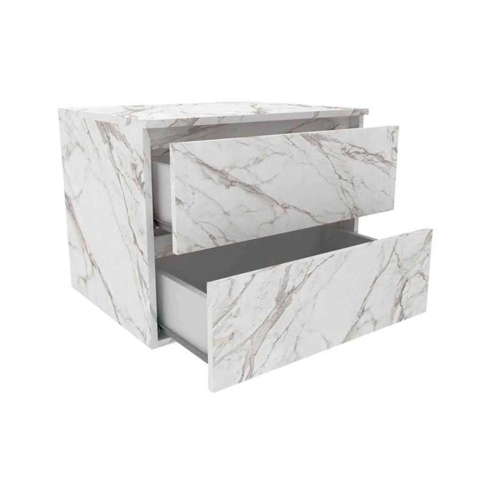 Armário C- Balcão Banheiro Suspenso Bn3607 Cuba Bn3600 60cm E Espelho Bn3610 Amêndoa-branco - Tecno Mobili - 2