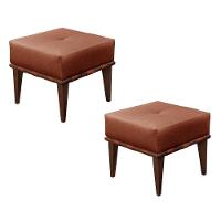 Conjunto - 2 Puffs Banqueta Noé Luxo Castellar Móbile Linho Terracota - 1