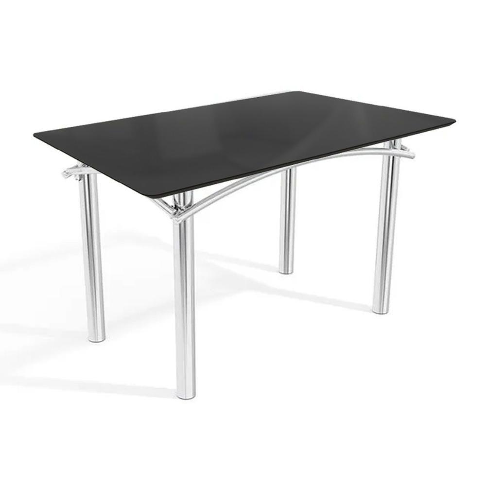 Mesa P- Cozinha Elba Tampo Madeirado C- Vidro 120cm Cromada-preto - Kappesberg - 1