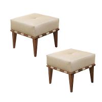 Conjunto - 2 Puffs Banqueta Noé Luxo Castellar Móbile Veludo Bege Claro - 1