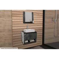 Armário C- Balcão Banheiro Suspenso Bn3606 S- Cuba 60cm E Espelho Bn3610 Mármore Lunar - Tecno Mobili - 1