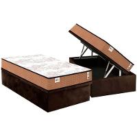 Cama Box Baú Solteiro: Colchão Molas Bonnel Plumatex Ensacadas Smart Classic + Base Crc Suede Brown (88x188) - 1