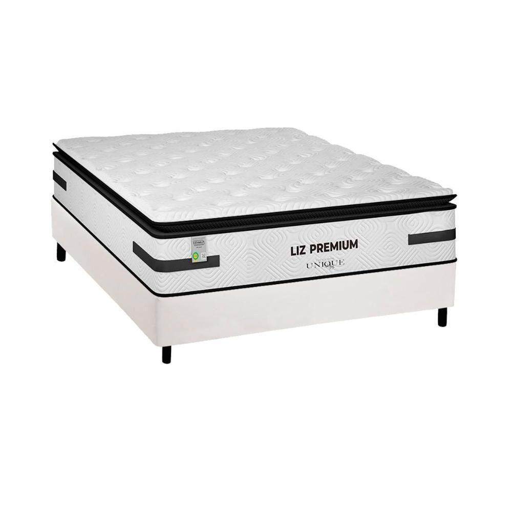 Cama Box Casal: Colchão Molas Ensacadas Plumatex Liz Premium D33 + Base Crc Courano White (138x188) - 1