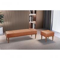 Conjunto - 2 Puffs Banqueta Maya Luxo Castellar Móbile Linho Terracota - 9