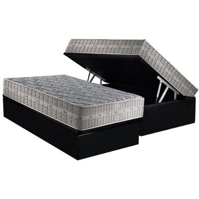 Cama Box Baú Solteiro: Colchão Molas Ensacadas D Angelis Anjos Royal + Base Crc Suede Black (88x188)