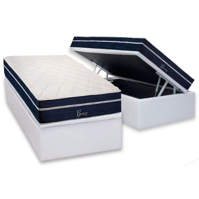 Cama Box Baú Solteiro: Colchão Molas Bonnel Polar Ensacadas Garnet + Base Crc Courano White (88x188)