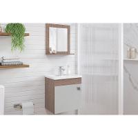 Bancada De Banheiro Balcão Suspenso Iris C- Cuba 44cm E Espelheira 40cm Amendoa-branco - Mgm - 5