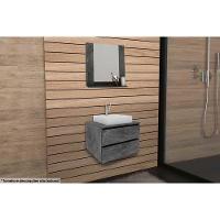 Armário C- Balcão Banheiro Suspenso Bn3607 Cuba Bn3600 60cm E Espelho Bn3610 Mármore Lunar - Tecno Mobili - 1