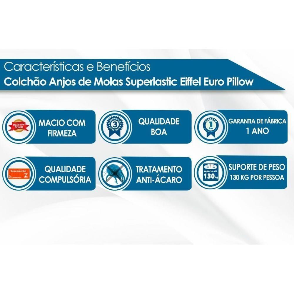 Cama Box Baú Solteiro: Colchão Molas Ensacadas D Angelis Anjos Eiffel Superlastic + Base Crc Courano White (88x188) - 2
