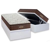 Cama Box Baú Solteiro: Colchão Anatômico Probel Guarda Costas Extra Firme + Base Crc Courano White (88x188) - 1