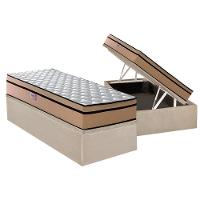 Cama Box Baú Solteiro: Colchão Anatômico Plumatex D45 Plumatex Selectus 24 + Base Universal Suede Clean Crc (88x188) - 1